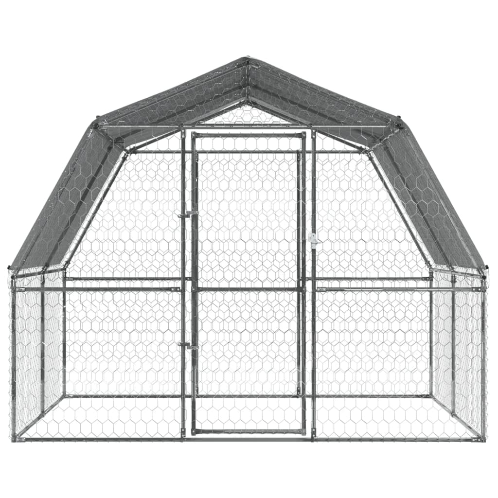 vidaXL Bird Cages 2 pcs with Roof and Door Silver Galvanized Steel-4