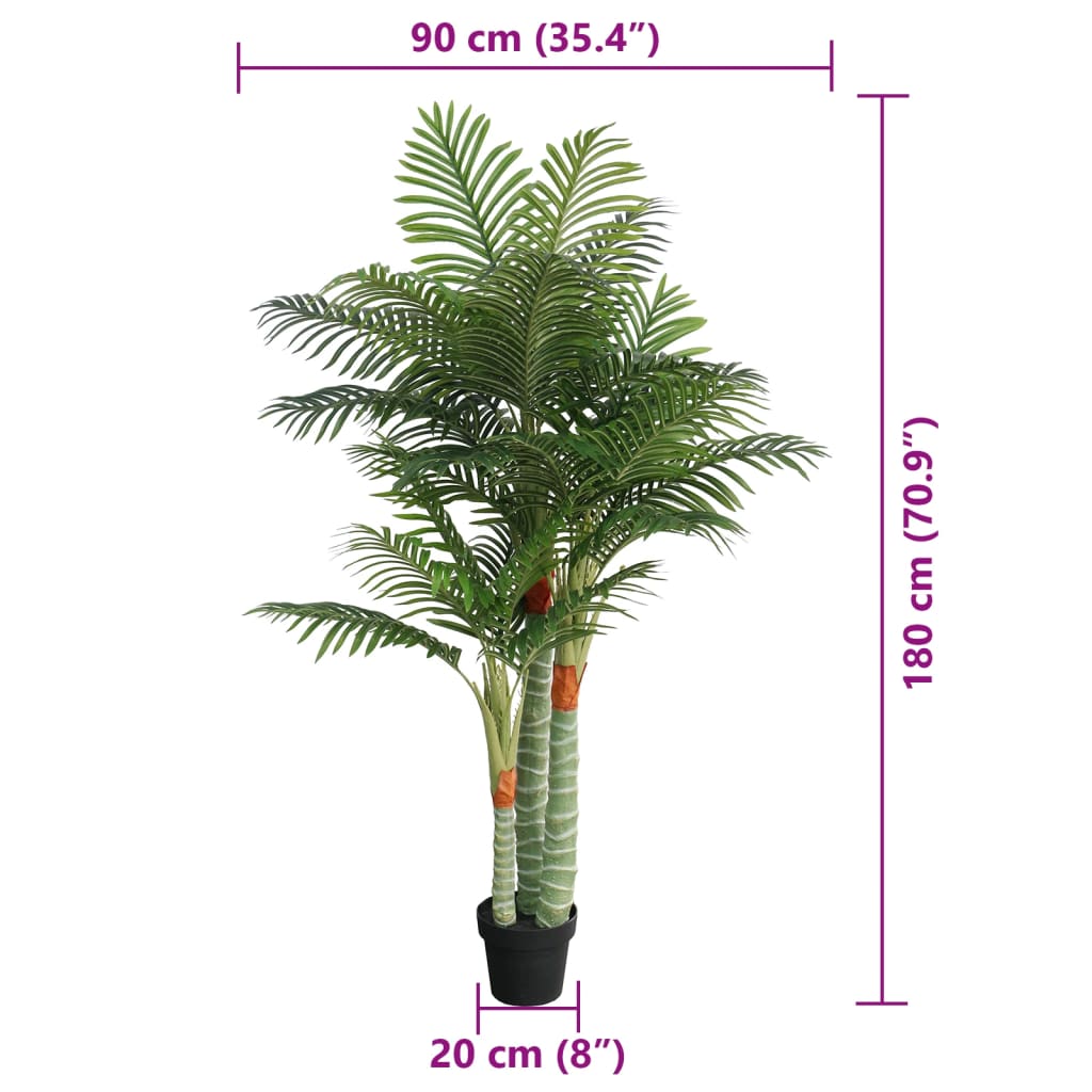 vidaXL Artificial Palm Tree with 3 Trunks Green 33.5" PP-1