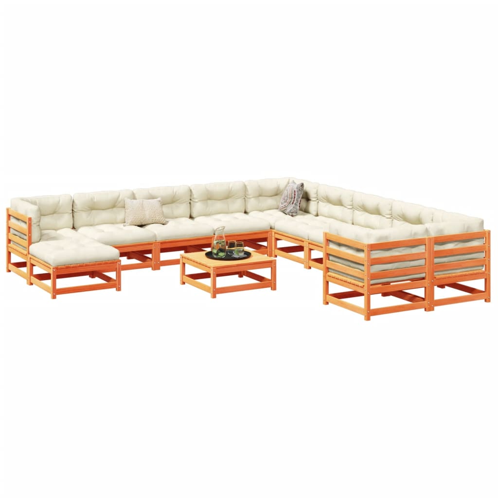 vidaXL Patio Sofa Set Modular Outdoor Conversation 12 Piece Solid Wood Pine-5