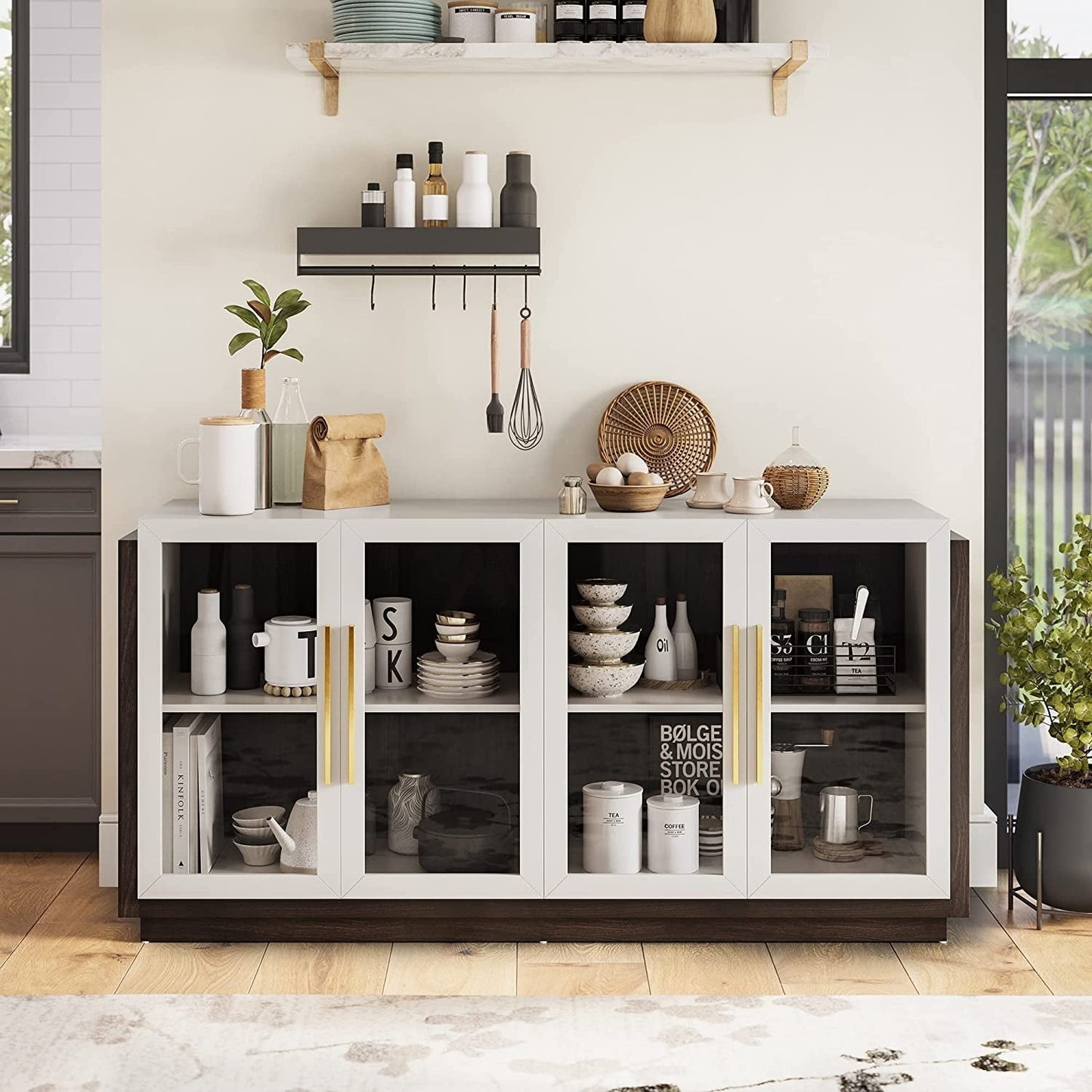 Brixston Modern Wood Glass-Buffet Cabinet-4