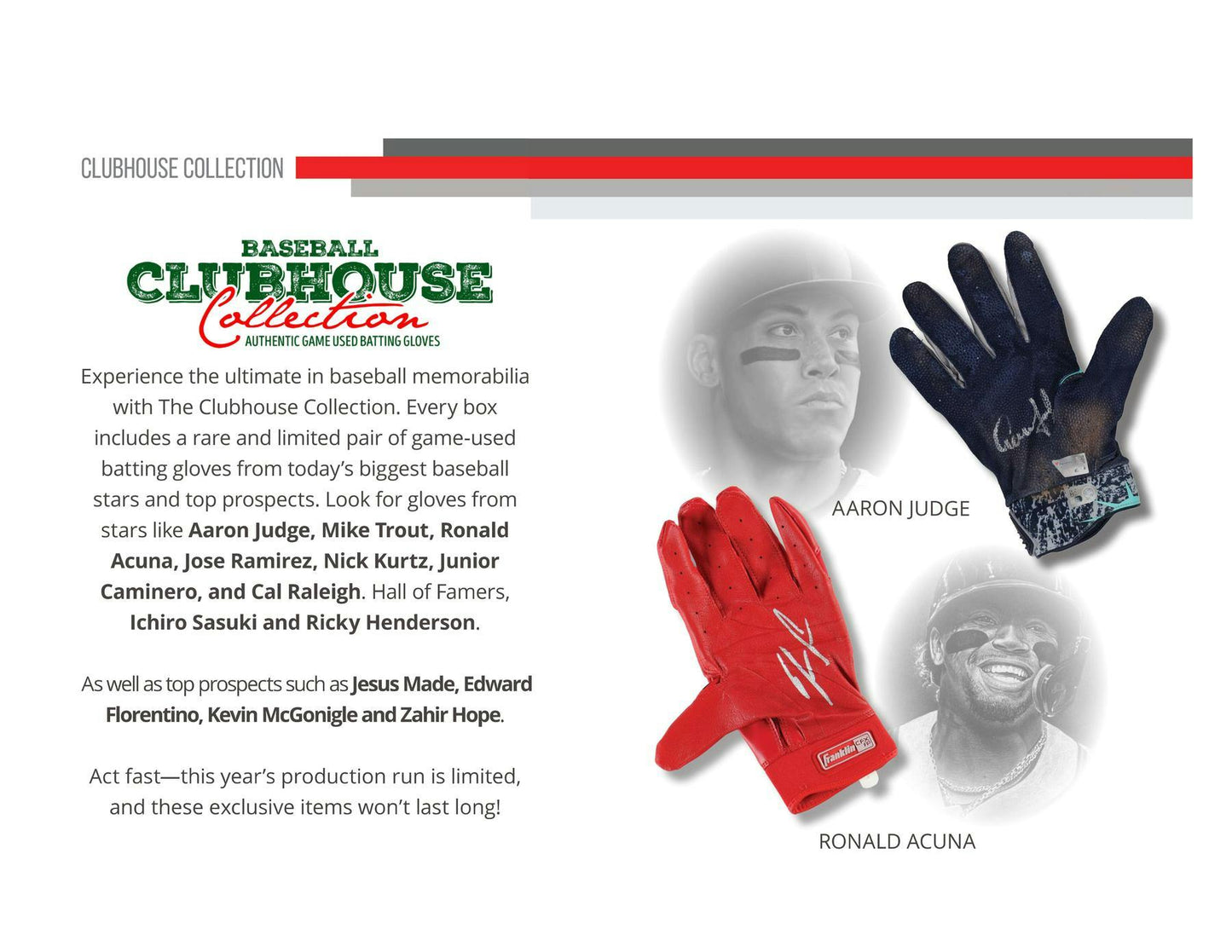 2025 Onyx Clubhouse Collection Baseball Game Used Batting Glove Hobby Box | Columbia Sports Cards