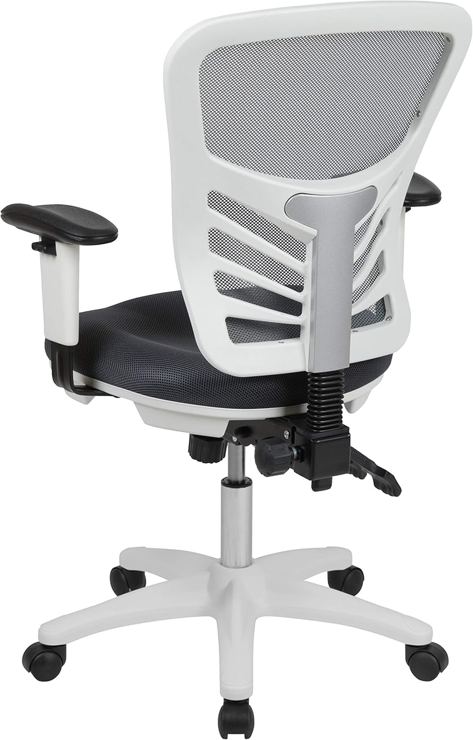 Nicholas Mid-Back Swivel Office and Gaming Chair, Ergonomic Mesh Office Chair with Adjustable Lumbar Support and Height, Gray/White-4