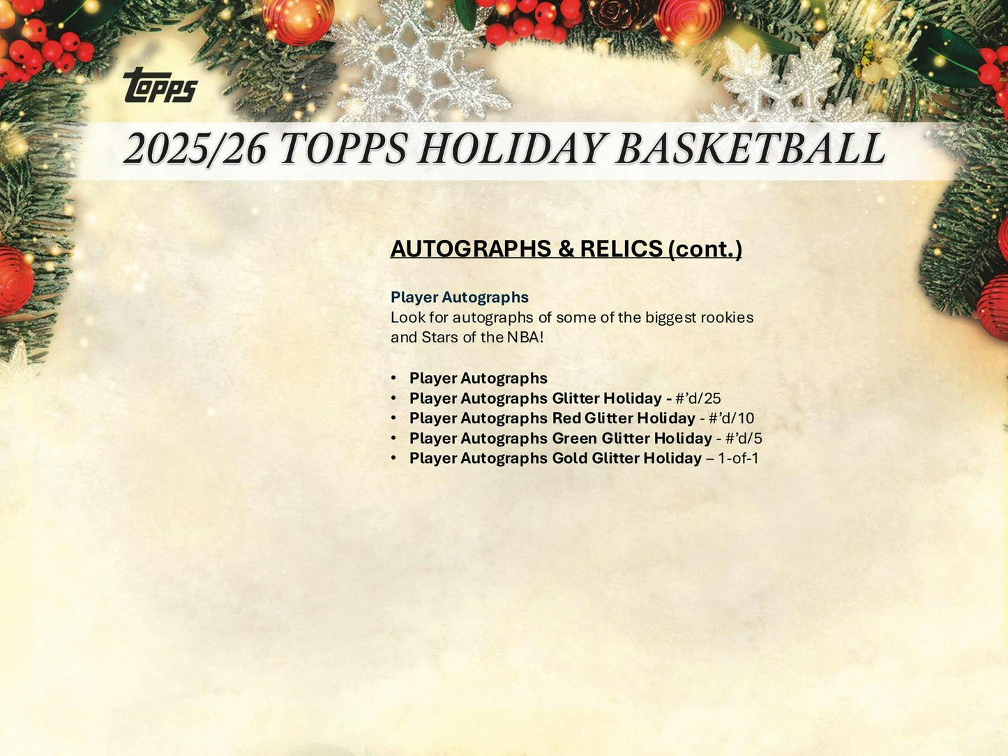 2025-26 Topps Holiday Basketball Mega Box | Columbia Sports Cards