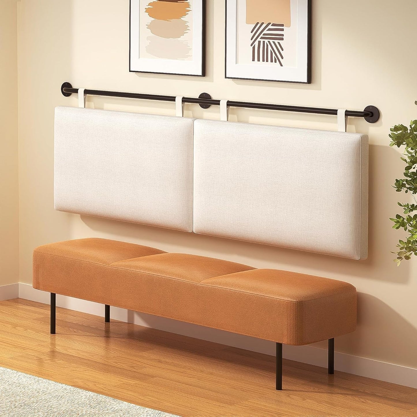 Linen Upholstered King Headboard Wall Mounted Bedroom Decor-4