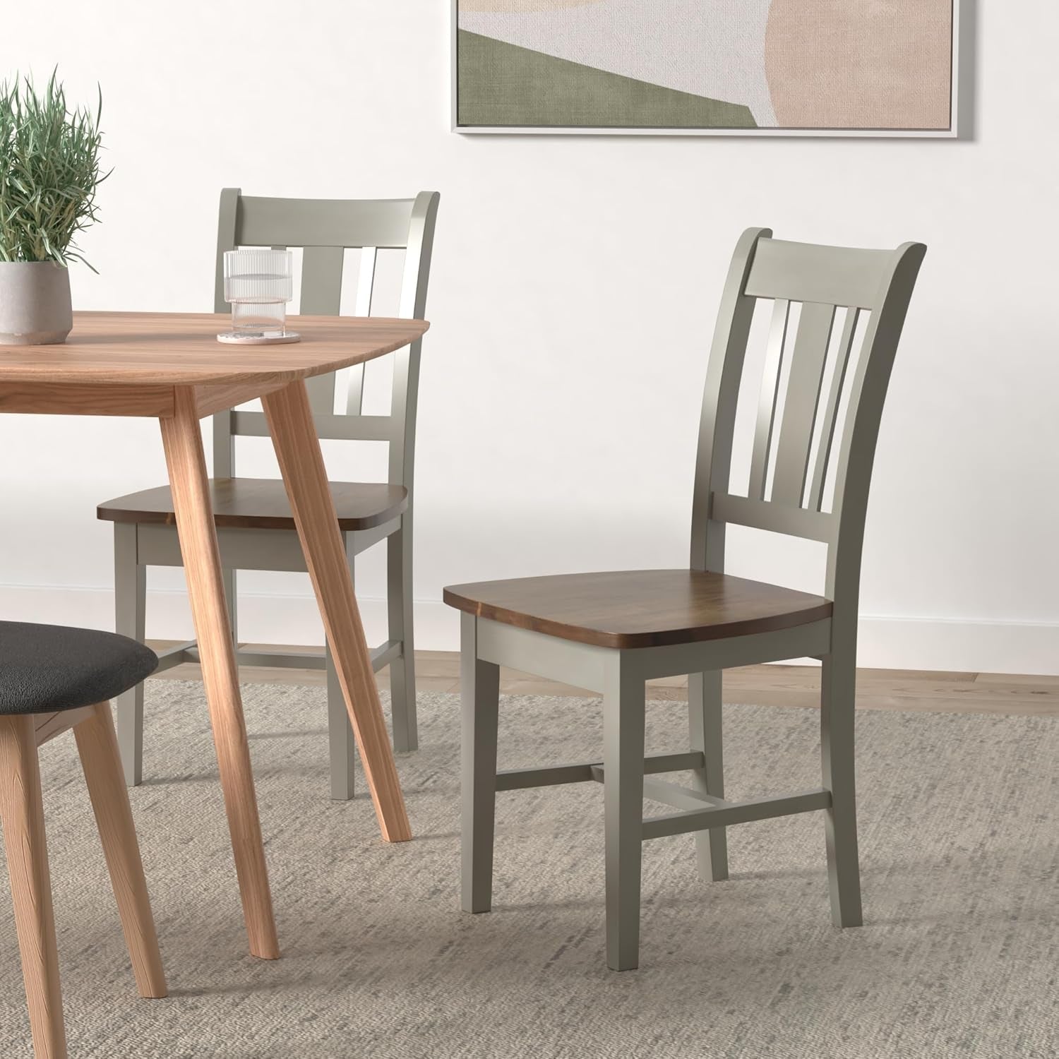 International Concepts San Remo Splatback Chair, Distressed Hickory/Stone-1