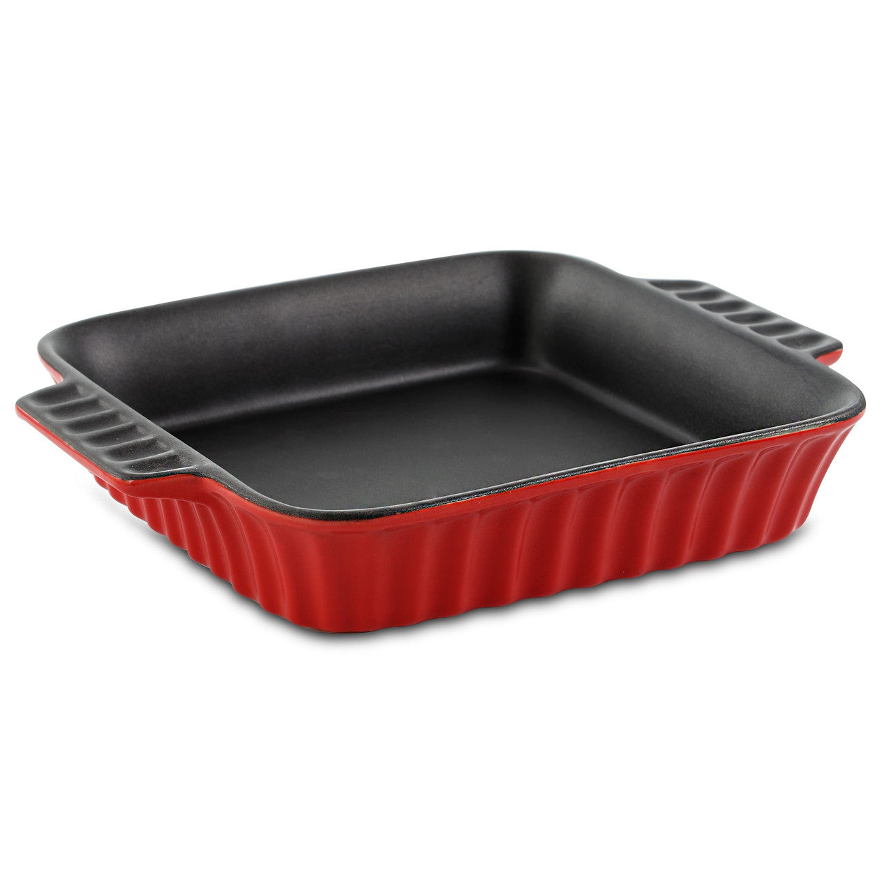Crock-Pot Denhoff 8 in. Non-Stick Ribbed Casserole in Red-0