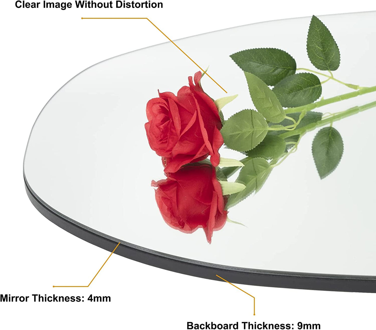 Irregular Wall Mirror Asymmetrical Bathroom Mirror Frameless Mirror for Living Room Entryway Bedroom, 19.5 X 33.5-4