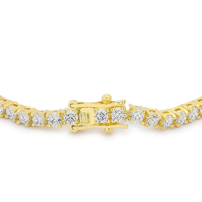 Goldtone Finish Victorian Cubic Zirconia Tennis 8 Inch Bracelet-0