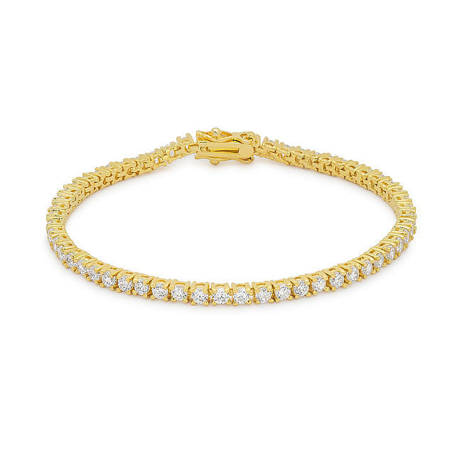 Goldtone Finish Victorian Cubic Zirconia Tennis 8 Inch Bracelet-1