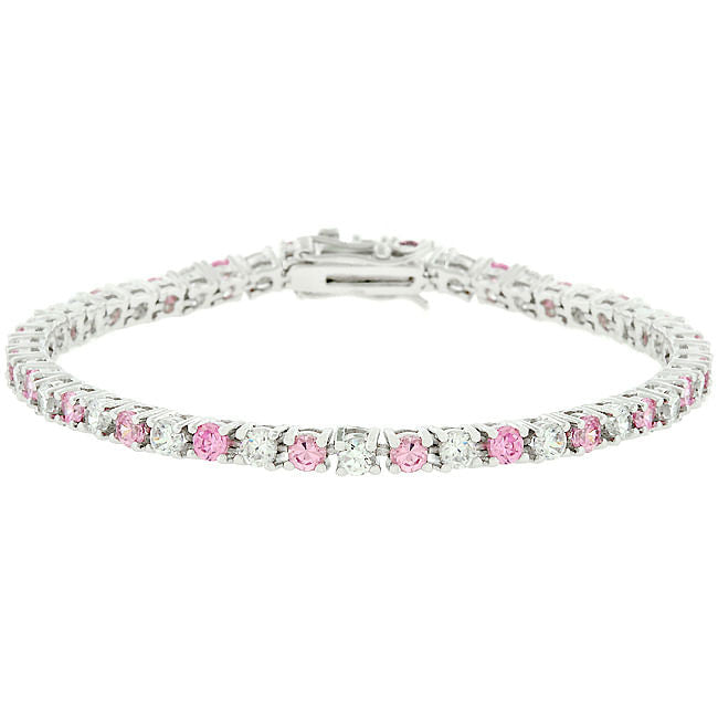 Lace Pink Cubic Zirconia Tennis Bracelet-2