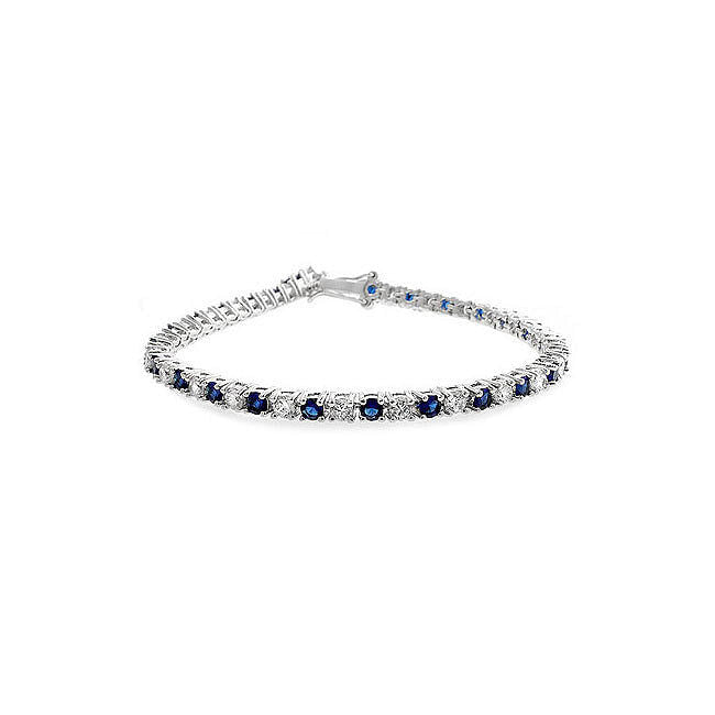 Sapphire Blue Cubic Zirconia Tennis Bracelet-2