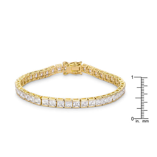 Princess Cut CZ Gold Tone Tennis Bracelet-0