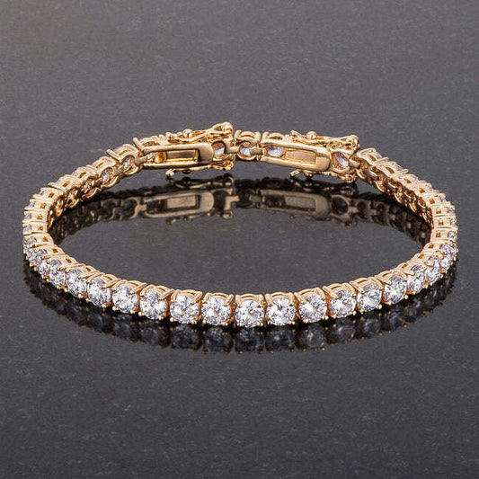 17.6 Ct Gold Plated Tennis Bracelet with Shimmering Round CZ-0