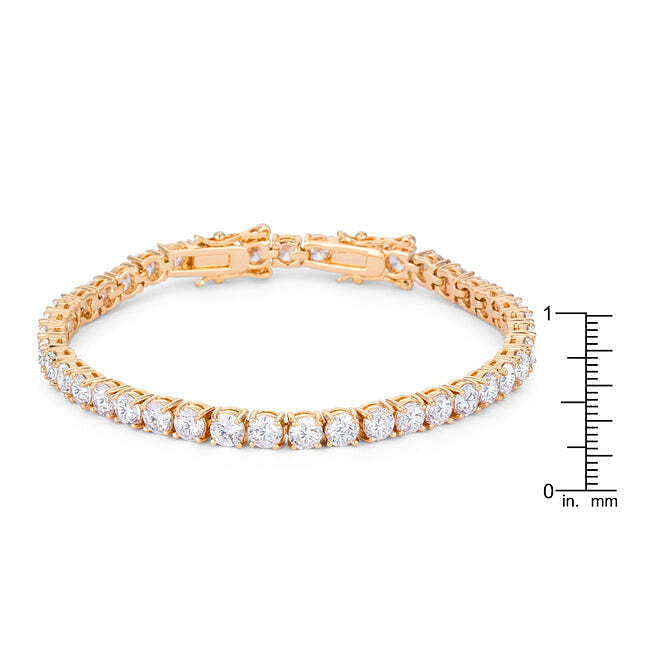 17.6 Ct Gold Plated Tennis Bracelet with Shimmering Round CZ-1