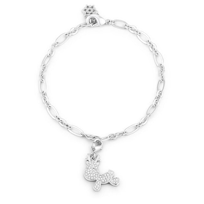 Rudy 0.25ct CZ Rhodium Reindeer Charm Bracelet-2