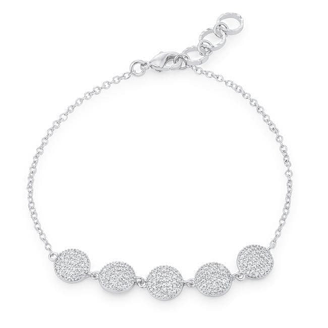 Carol 0.8ct CZ Rhodium Pave Disc Bracelet-0