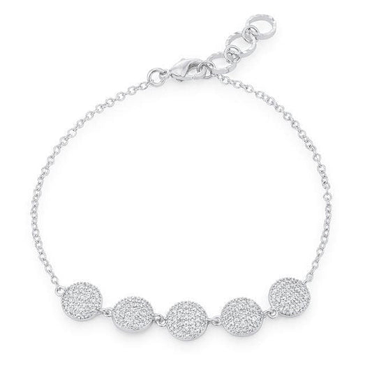 Carol 0.8ct CZ Rhodium Pave Disc Bracelet-0