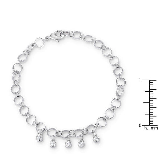 .55 Ct Stunning 8" Rhodium Bracelet with CZ Charms-0