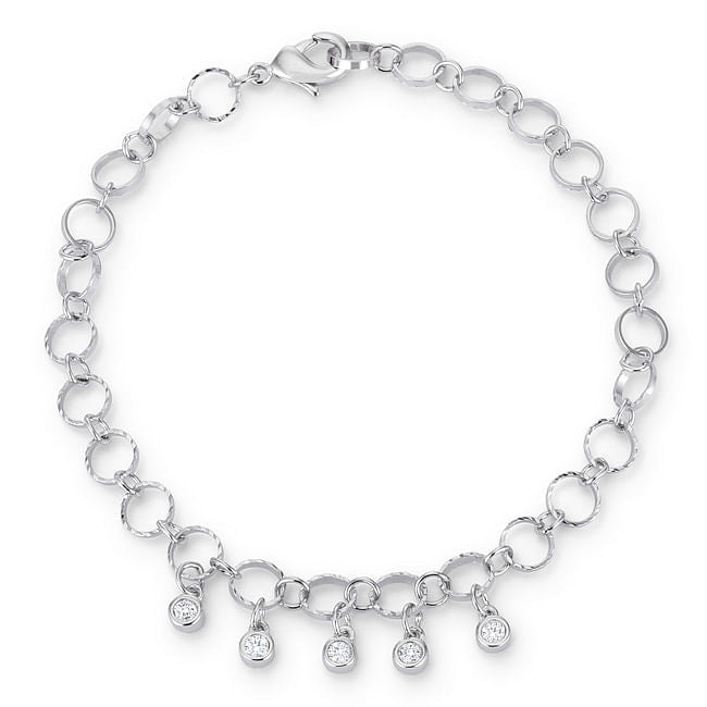.55 Ct Stunning 8" Rhodium Bracelet with CZ Charms-2