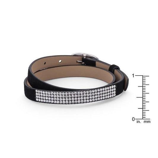 Stylish Black Colored Wrap Bracelet with Crystals-0