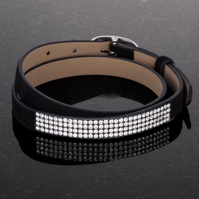 Stylish Black Colored Wrap Bracelet with Crystals-1