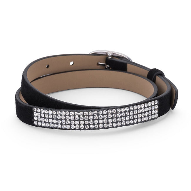 Stylish Black Colored Wrap Bracelet with Crystals-2