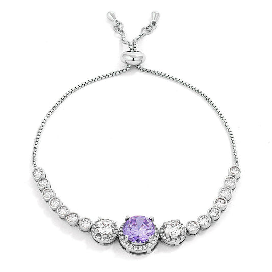 Graduated Lavender & Clear CZ Bolo Style Tennis Bracelet-0