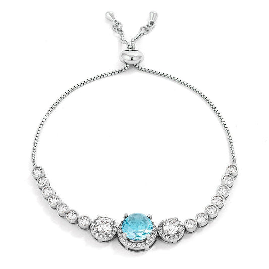 Graduated Light Aqua & Clear CZ Bolo Style Tennis Bracelet-0