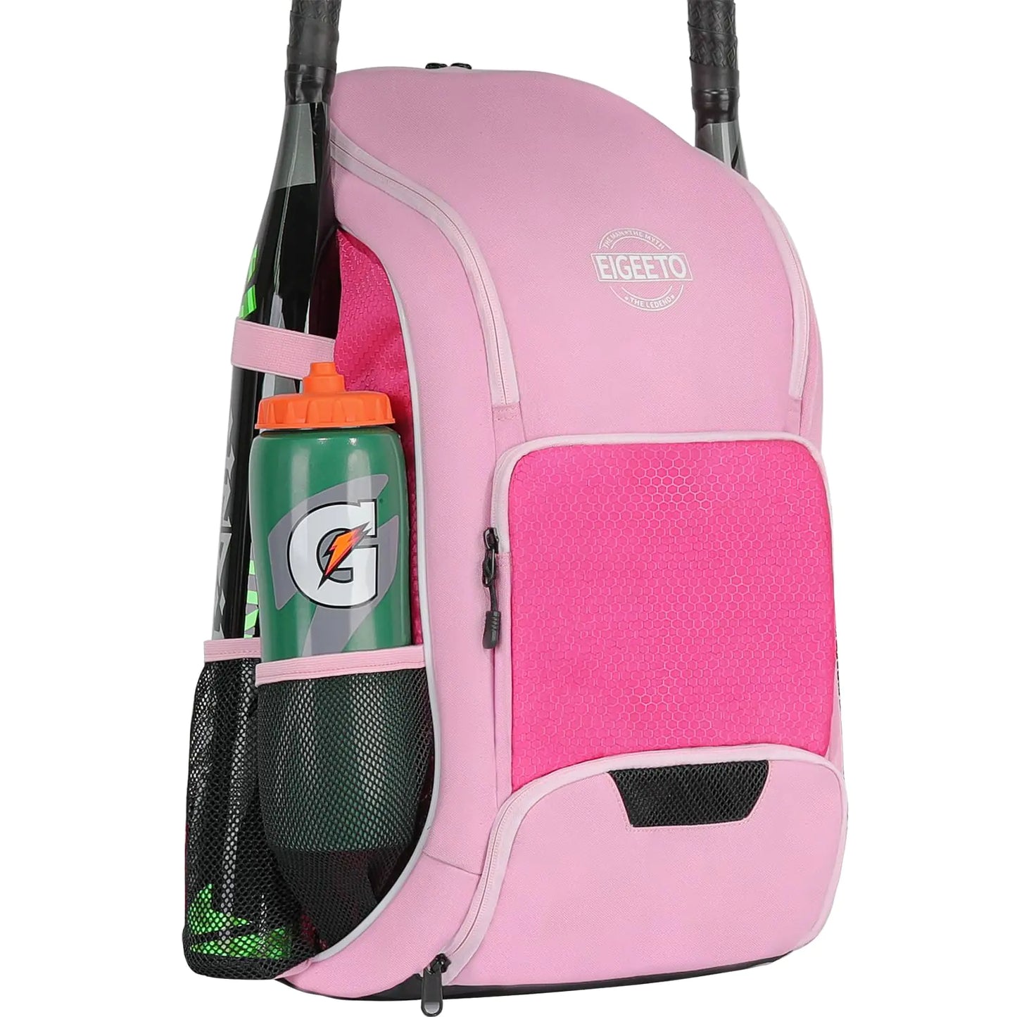 EIGEETO Baseball & Softball Backpack Equipment Bag | Adult | Pink