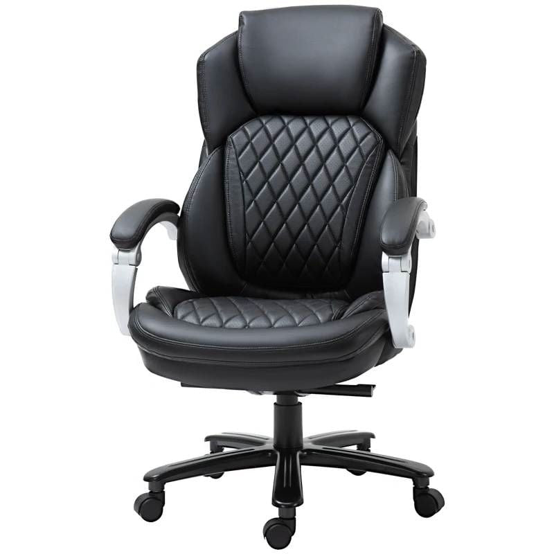 Black Big and Tall Diamond Stitching Executive Adjustable Height Office Chair-2