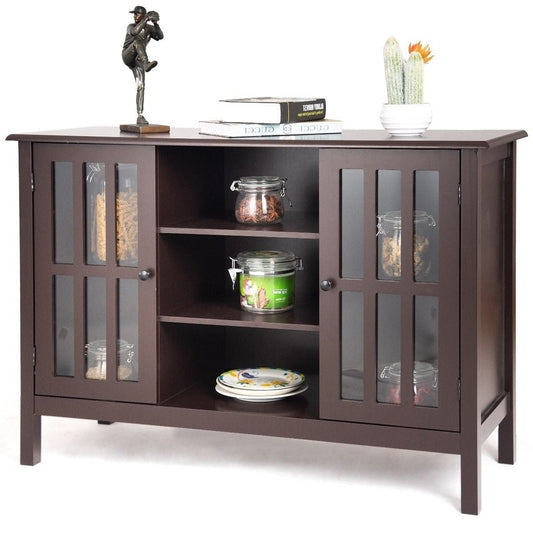 Brown Wood 43-inch TV Stand Storage Cabinet Console Table-0