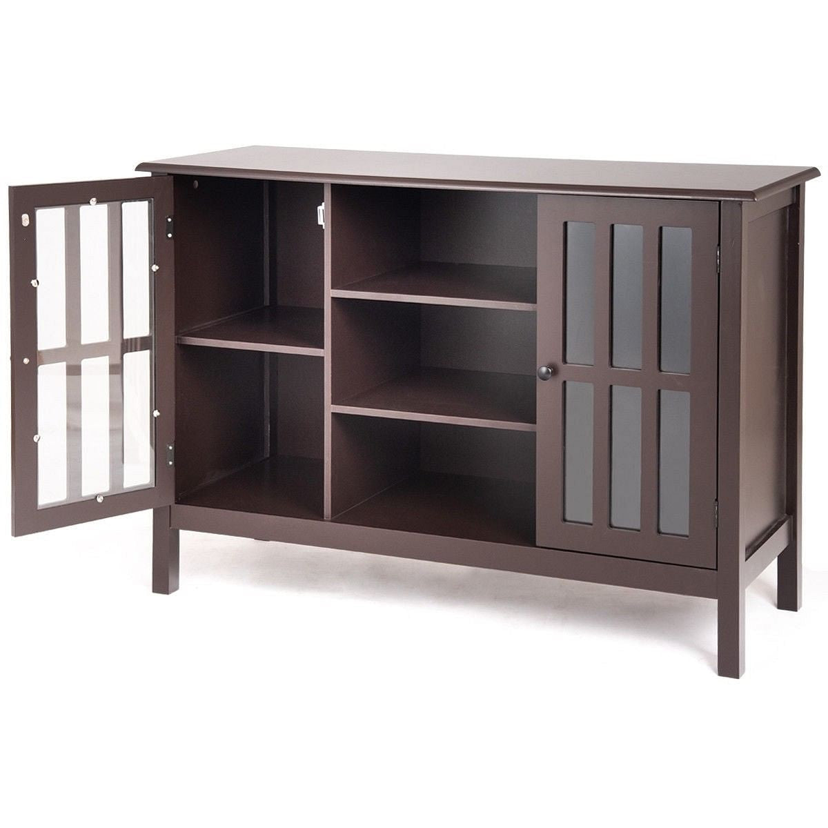 Brown Wood 43-inch TV Stand Storage Cabinet Console Table-1