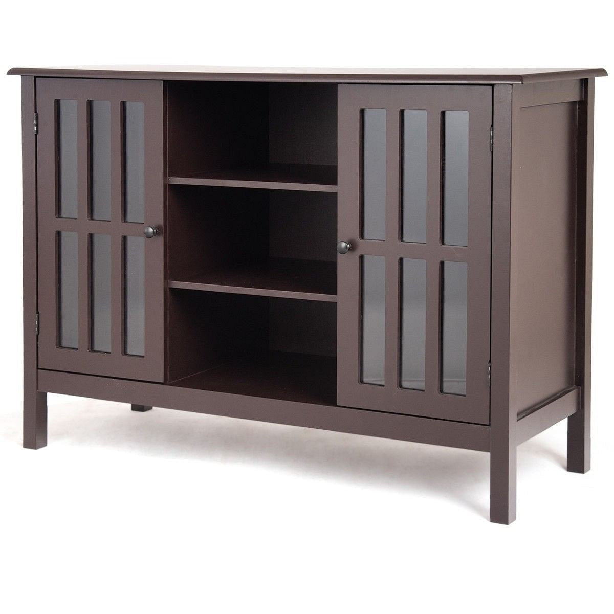 Brown Wood 43-inch TV Stand Storage Cabinet Console Table-2