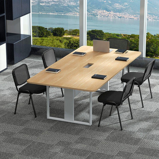 Set of 5 Stackable Conference Chairs with Mesh Back