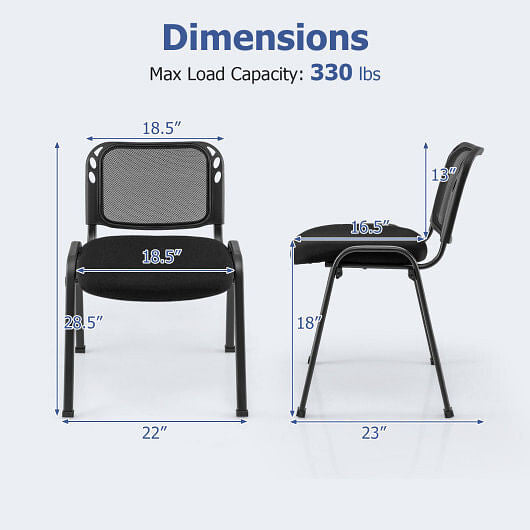 Set of 5 Stackable Conference Chairs with Mesh Back