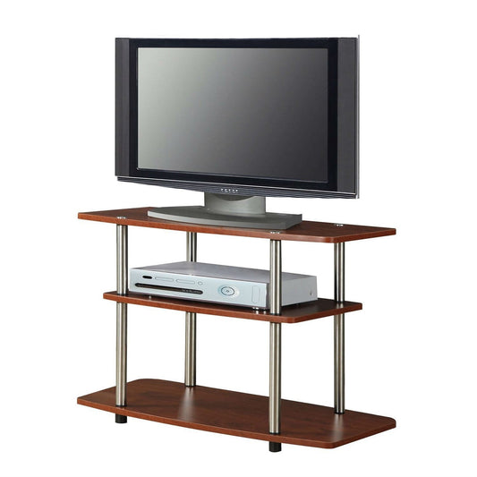 Modern Wood and Metal TV Stand in Cherry Brown Finish-0
