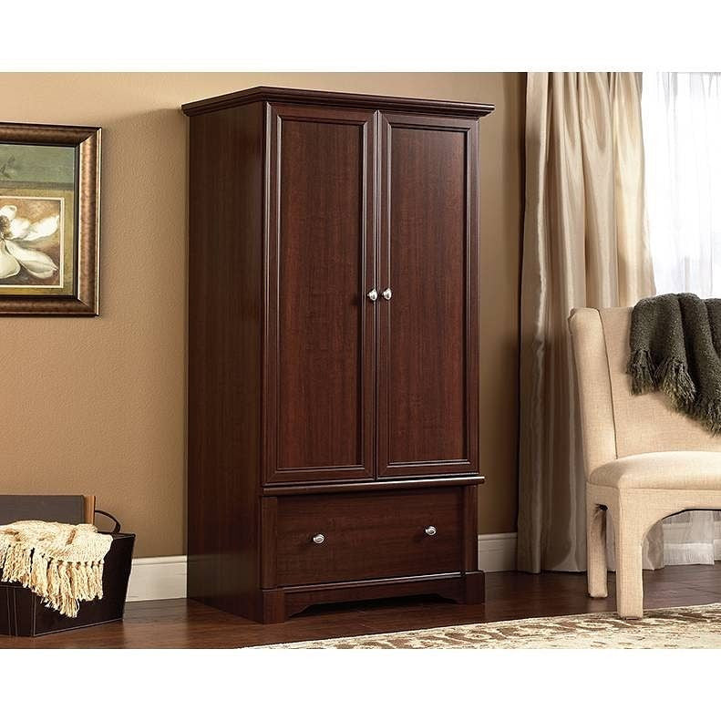 Rustic Cherry Drawer and Garment Rod Wardrobe Armoire-0