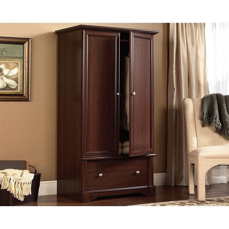 Rustic Cherry Drawer and Garment Rod Wardrobe Armoire-1