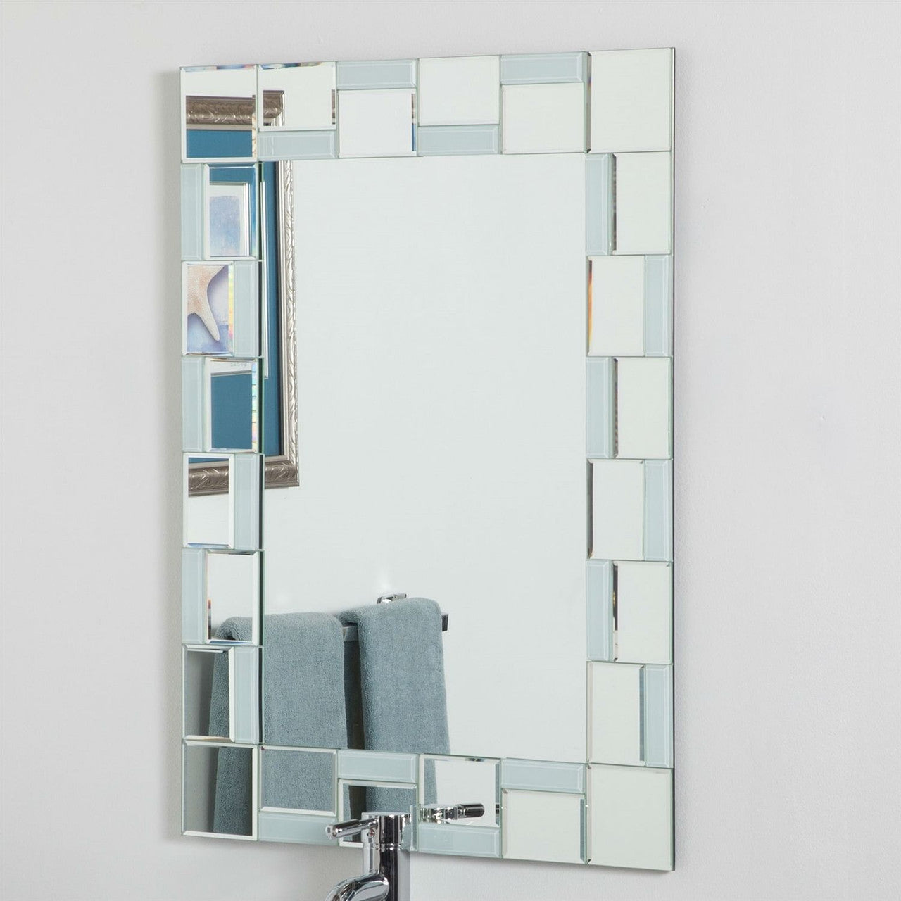 Modern 31.5 x 23.6 inch Rectangle Bathroom Mirror with Unique Border-2