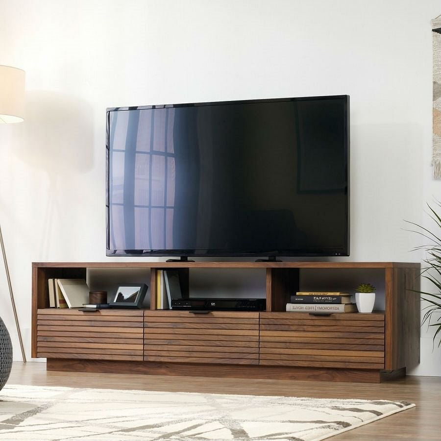 Modern Walnut Finish TV Stand Entertainment Center - Fits up to 70-inch TV-1