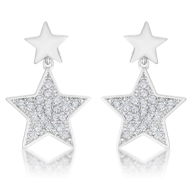 Bianca 0.5ct CZ Rhodium Star Drop Earrings
