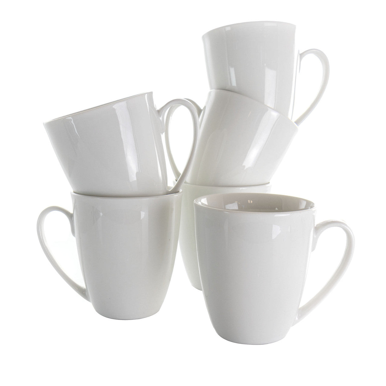 Elama Rosales 6 Piece 12 Ounce Porcelain Mug Set in White-0