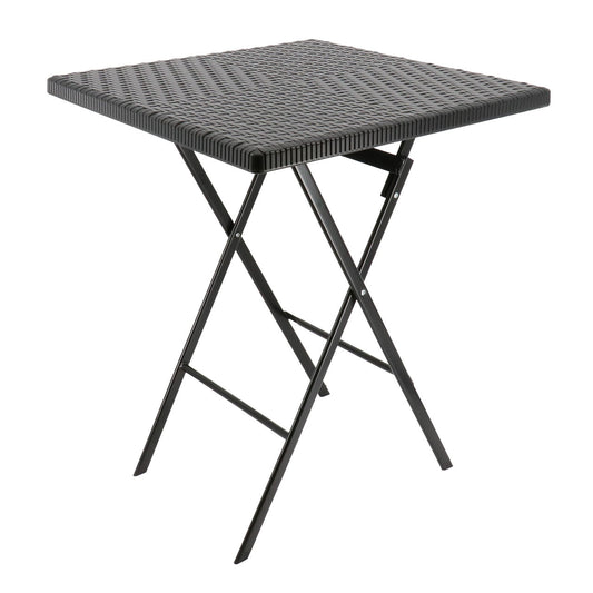 Elama Plastic Rattan Folding Square Table in Black-0