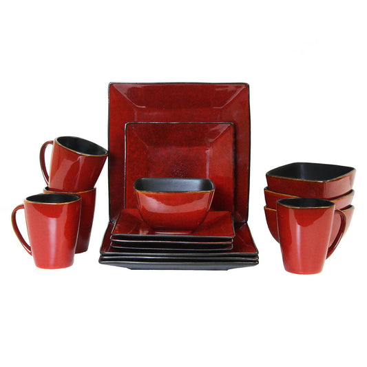 Elama Harland Loft 16 Piece Modern Premium Stoneware set with Complete Setting for 4-0