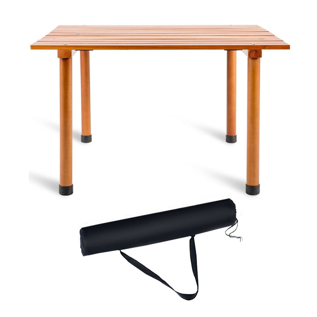 Outdoor Portable Roll-Up Folding Wood Patio Table with Carry Bag-2