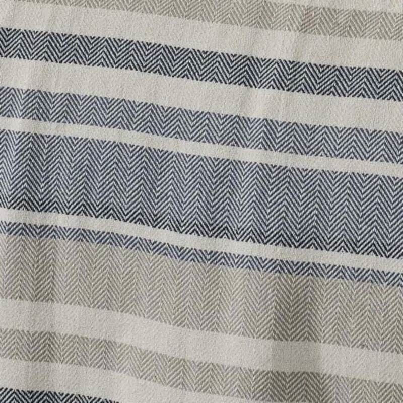 Full/Queen size Navy Blue Tan Cream Chevron Stripe Lightweight Cotton Blanket-1