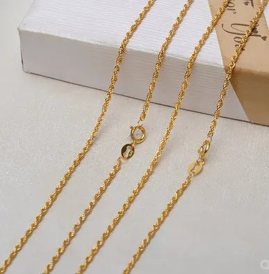 100% real 18k gold jewelry Au750 necklace for women sweater necklaces yellow gold 40-60cm solid gold chain necklace about 1.2m