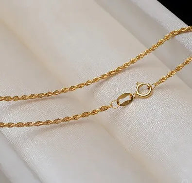 100% real 18k gold jewelry Au750 necklace for women sweater necklaces yellow gold 40-60cm solid gold chain necklace about 1.2m