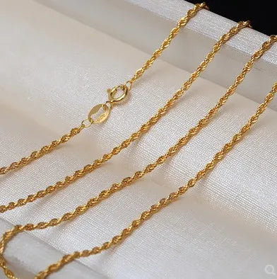 100% real 18k gold jewelry Au750 necklace for women sweater necklaces yellow gold 40-60cm solid gold chain necklace about 1.2m