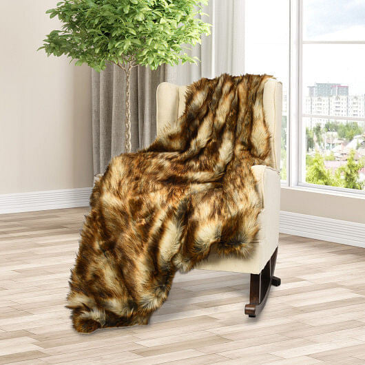 Soft Warm Fluffy for Bed Luxury Plush Faux Fur Blanket -L-0